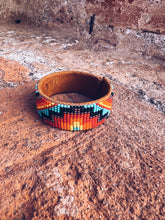 Load image into Gallery viewer, Glass Beaded & Leather Bracelet ~ Handmade in Guatemala