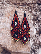Load image into Gallery viewer, Firey Glass Beaded Earrings ~ Handmade in Guatemala