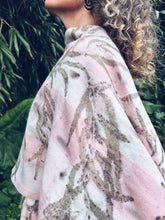 Load image into Gallery viewer, Wool Blanket Poncho/Shawl~ Pink & Green, Feathery Eucalyptus