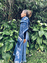 Load image into Gallery viewer, Handwoven Indigo Ikat Scarf - Java - Indigo Blue - Homegrown Botanica