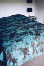Load image into Gallery viewer, Plant Dyed Turquoise 100% Wool Blanket ~ Queen Homegrown Botanica