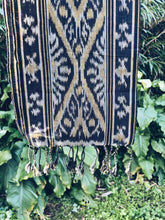 Load image into Gallery viewer, Handwoven Ikat thin Scarf - Java - Black & Yellow - Homegrown Botanica