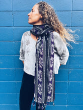 Load image into Gallery viewer, Handwoven Ikat thin Scarf - Java - Purple - Homegrown Botanica