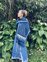 Load image into Gallery viewer, Handwoven Indigo Ikat Scarf - Java - Indigo Blue - Homegrown Botanica