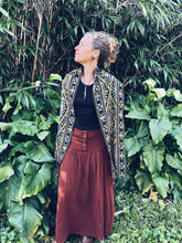 Load image into Gallery viewer, Handwoven Ikat thin Scarf - Java - Black & Yellow - Homegrown Botanica