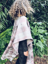 Load image into Gallery viewer, Wool Blanket Poncho ~ Pink & Green, Oak