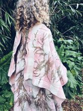 Load image into Gallery viewer, Wool Blanket Poncho/Shawl~ Pink & Green, Feathery Eucalyptus