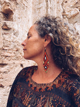 Load image into Gallery viewer, Firey Glass Beaded Earrings ~ Handmade in Guatemala
