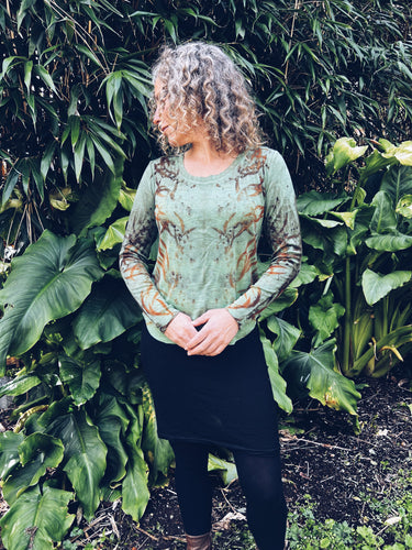 Wild Green longsleeve ~ Merino ~ S/M ~ NEW Homegrown Botanica