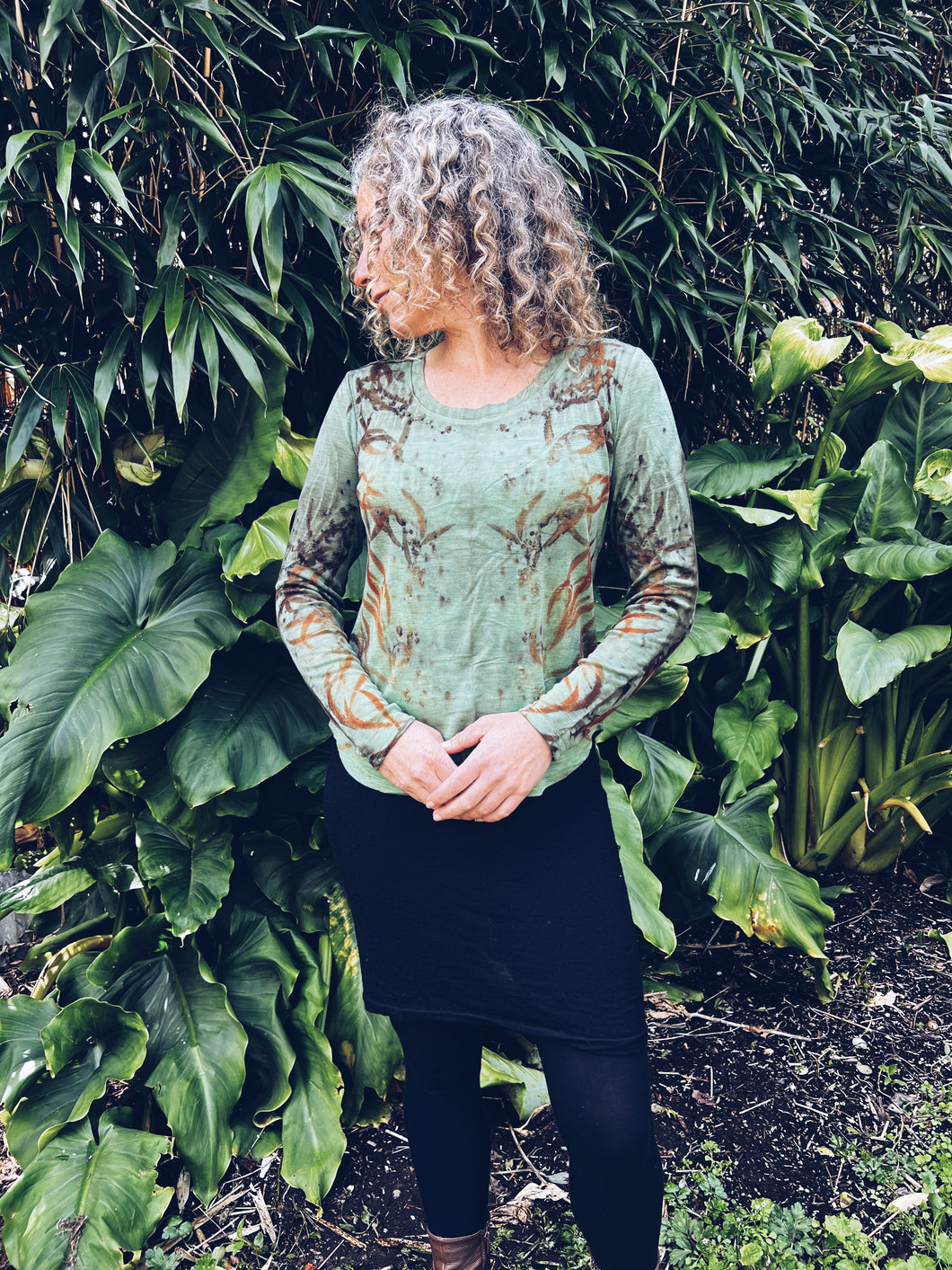 Wild Green longsleeve ~ Merino ~ S/M ~ NEW Homegrown Botanica
