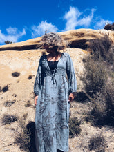 Load image into Gallery viewer, Leafprint Boho Blue Dress ~ Linen ~ L
