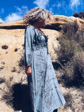 Load image into Gallery viewer, Leafprint Boho Blue Dress ~ Linen ~ L
