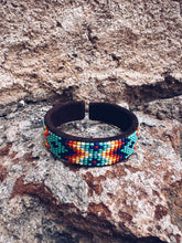 Load image into Gallery viewer, Glass Beaded &amp; Leather Bracelet ~ Handmade in Guatemala
