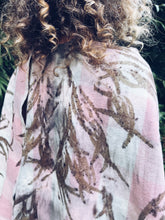 Load image into Gallery viewer, Wool Blanket Poncho/Shawl~ Pink &amp; Green, Feathery Eucalyptus
