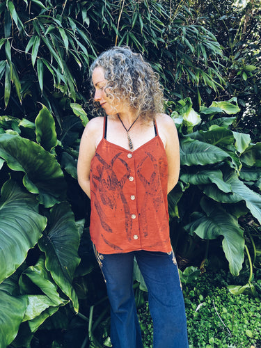 Red Singlet ~ Linen ~ XL Homegrown Botanica