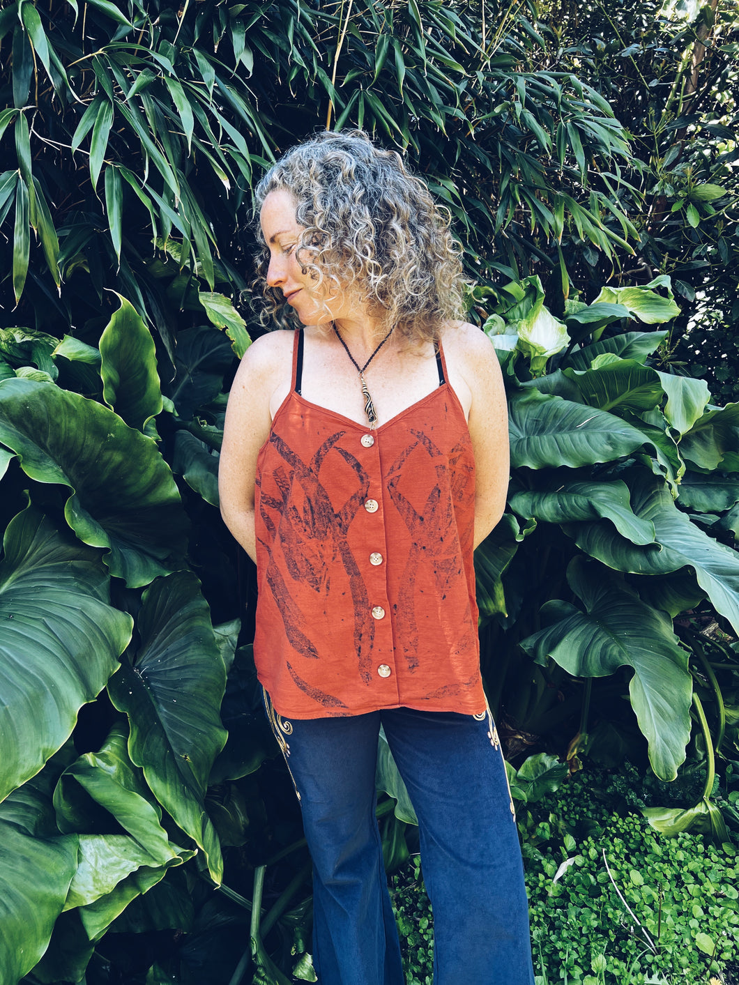 Red Singlet ~ Linen ~ XL Homegrown Botanica