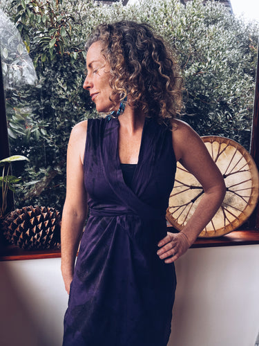 Wild Purple Wrap Dress ~ Merino ~ XS/S *** Homegrown Botanica