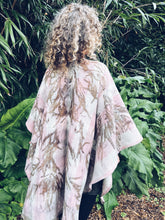Load image into Gallery viewer, Wool Blanket Poncho/Shawl~ Pink &amp; Green, Feathery Eucalyptus
