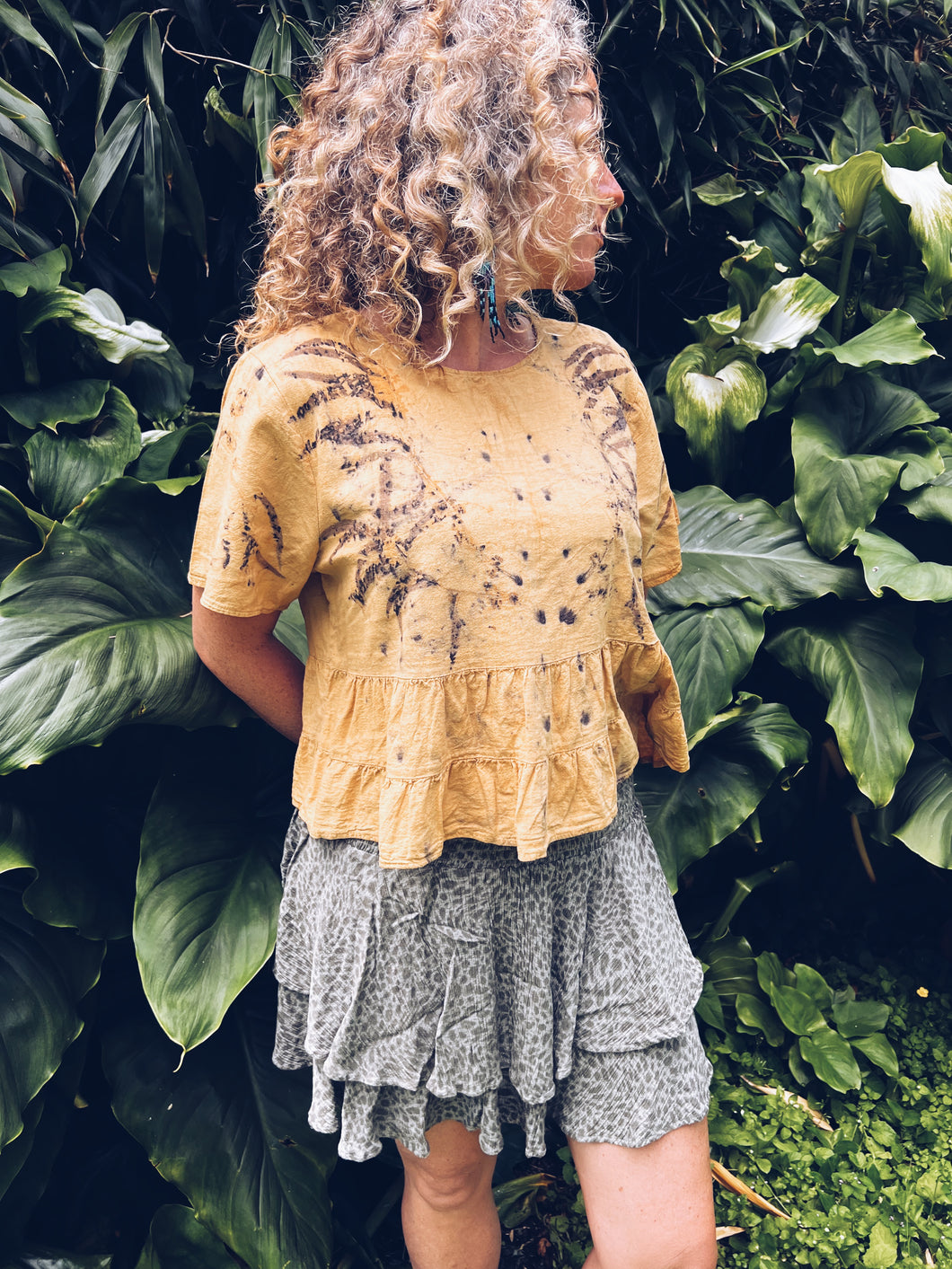 Mustard Top ~ Linen ~ L/XL Wild Botanica