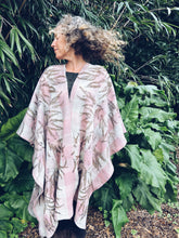 Load image into Gallery viewer, Wool Blanket Poncho/Shawl~ Pink &amp; Green, Feathery Eucalyptus
