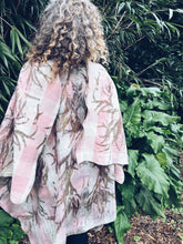 Load image into Gallery viewer, Wool Blanket Poncho/Shawl~ Pink &amp; Green, Feathery Eucalyptus
