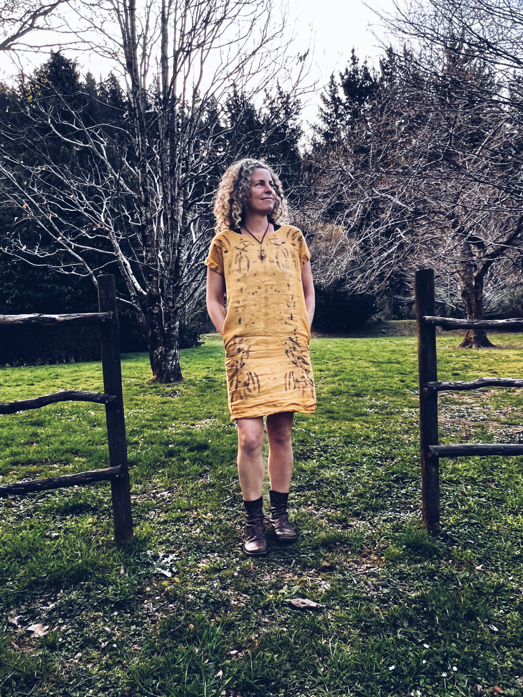 Wild Mustard Dress ~ Linen ~ S/M