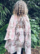 Load image into Gallery viewer, Wool Blanket Poncho/Shawl~ Pink &amp; Green, Feathery Eucalyptus
