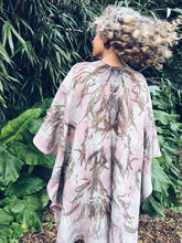 Load image into Gallery viewer, Wool Blanket Poncho/Shawl~ Pink &amp; Green, Feathery Eucalyptus
