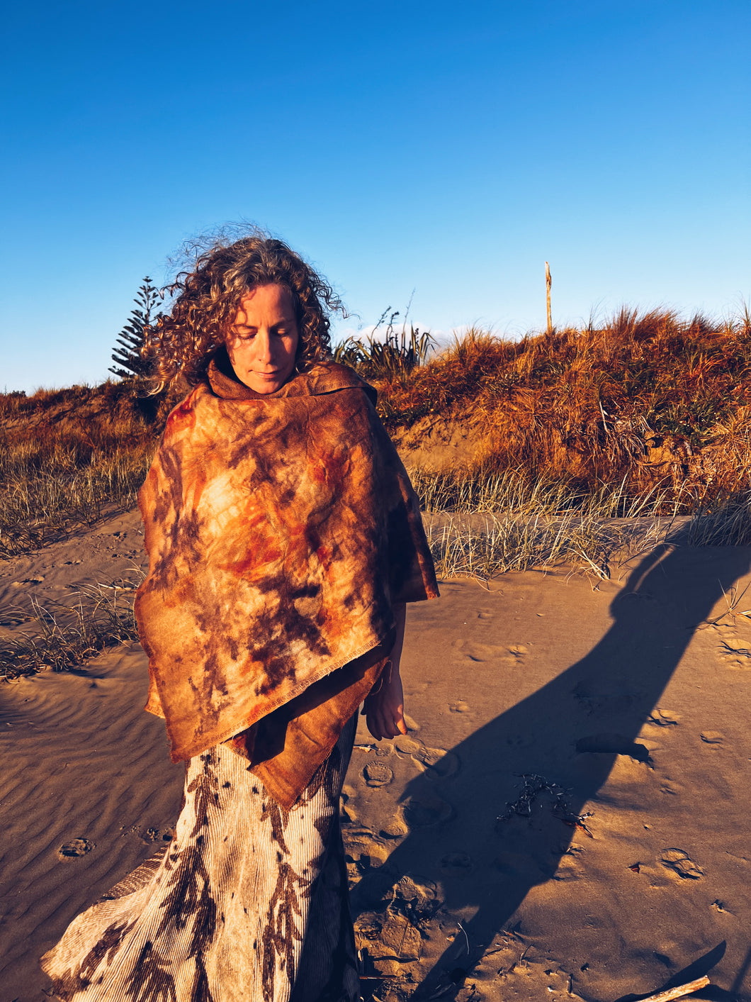 Wool Blanket Wrap/Scarf/Poncho ~ Maple & Gum
