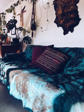 Load image into Gallery viewer, Plant Dyed Turquoise 100% Wool Blanket ~ Queen

