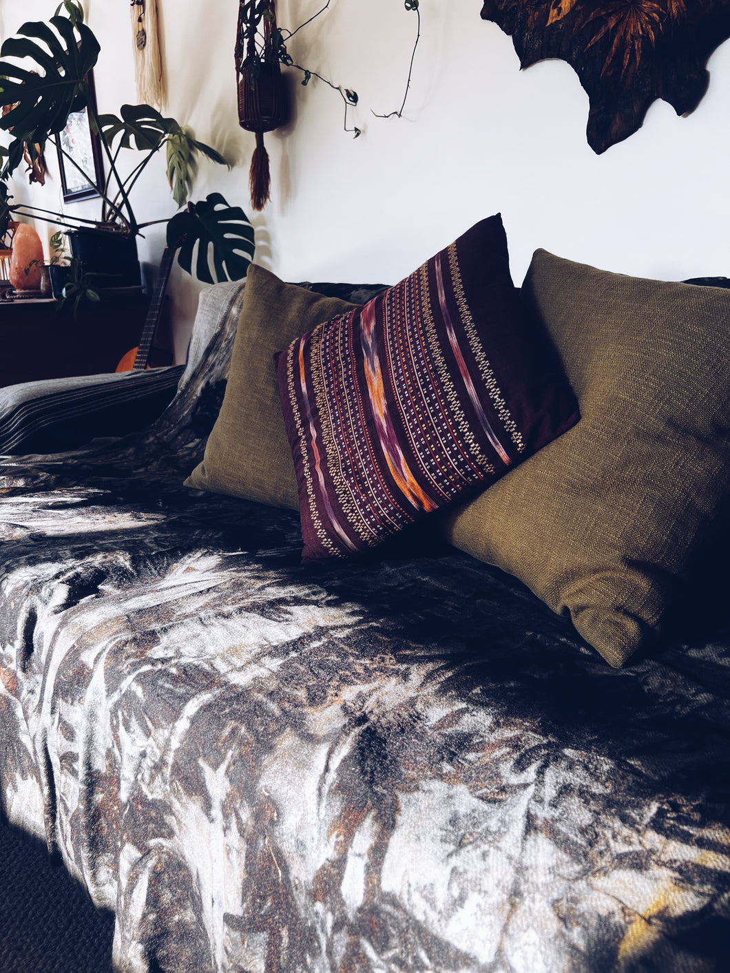 Dark & Earthy Plant Dyed 100% Wool Blanket ~ Single