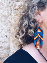 Load image into Gallery viewer, Dark Blue Glass Beaded Earrings ~ Handmade in Guatemala

