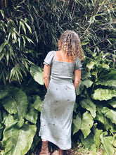 Load image into Gallery viewer, Gathered Blue Dress Leafprinted ~ S ~ NEW

