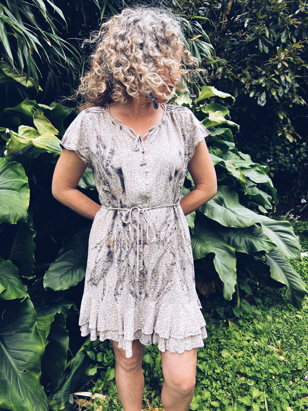 Dusky Pink Leopard Dress ~ L Wild Botanica