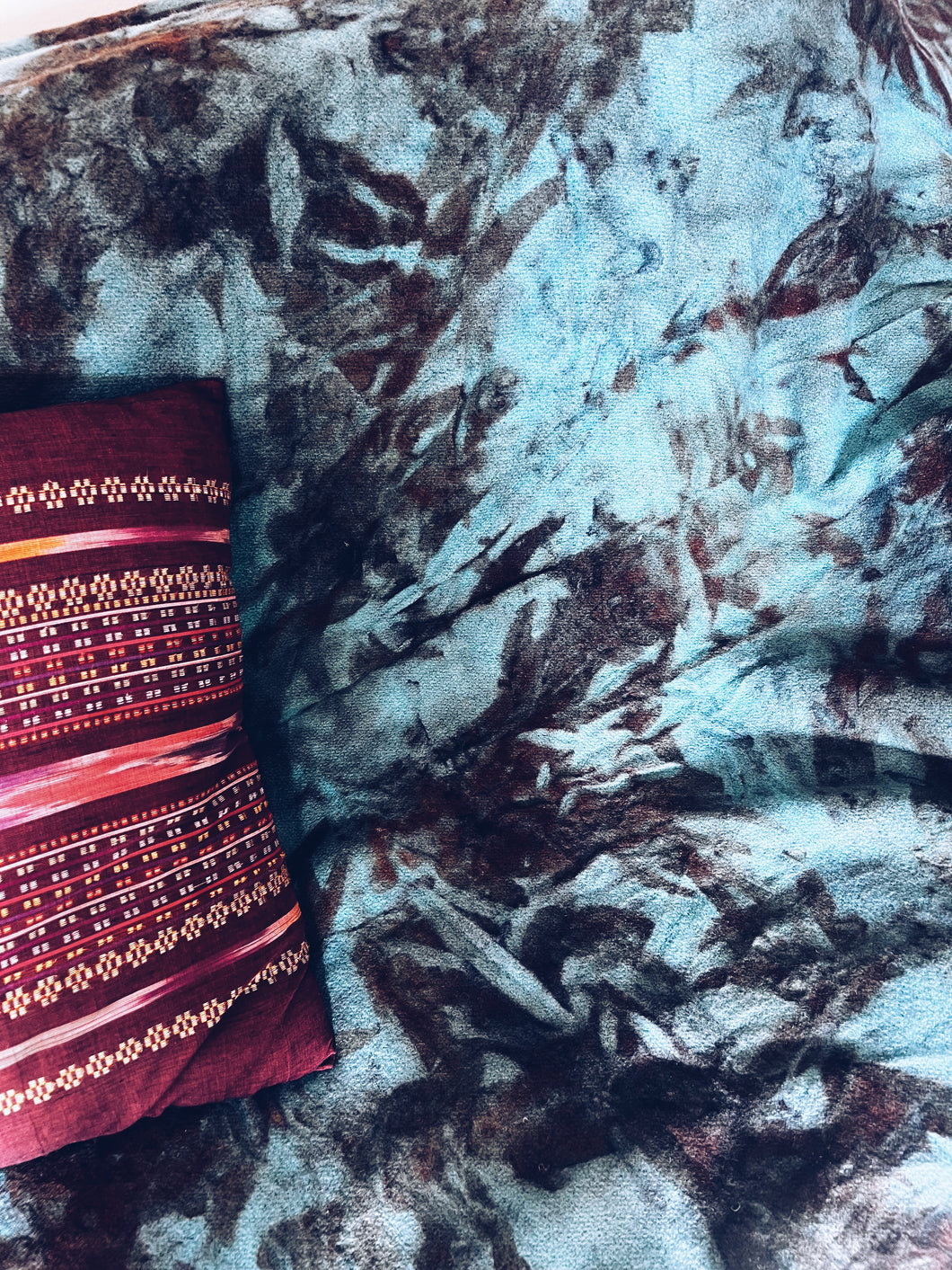 Plant Dyed Turquoise 100% Wool Blanket ~ Queen
